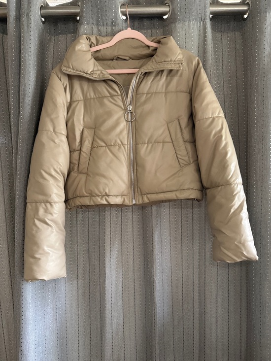 12th Tribe Jackets & Blazers - 12th Tribe Cropped Puffer Jacket in Beige